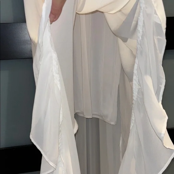 White Ruffled High-Low Spaghetti Strap Dress - Picture 2 of 8